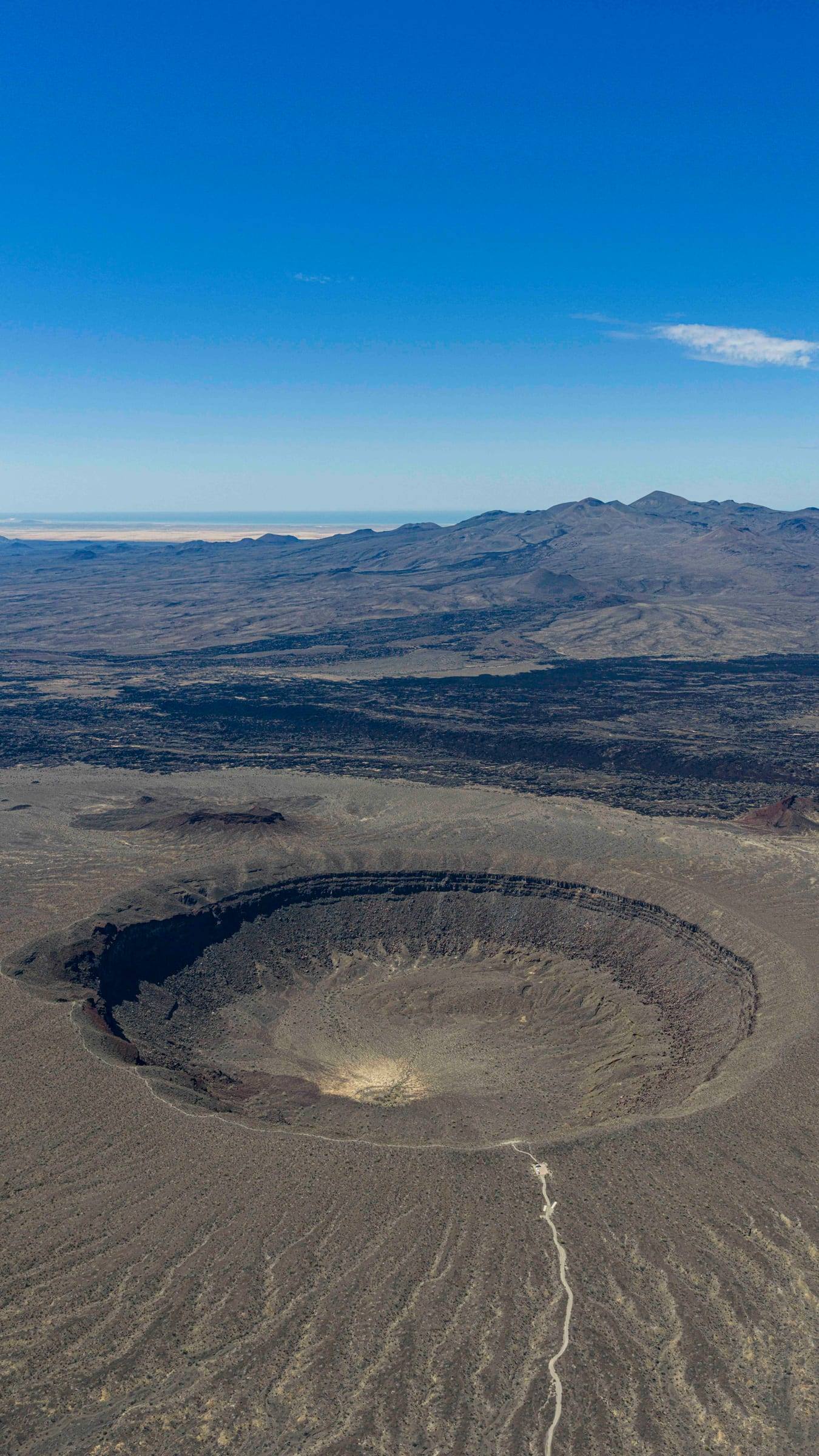 Aerial view of El Elegante crater